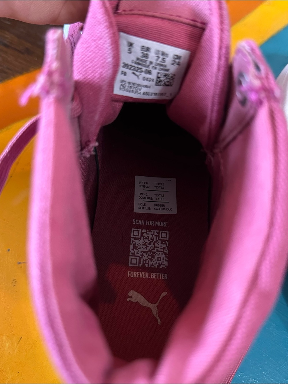Puma Women’s Hot Pink High-Top Platform Sneakers with White Side Stripe - Picture 7 of 7